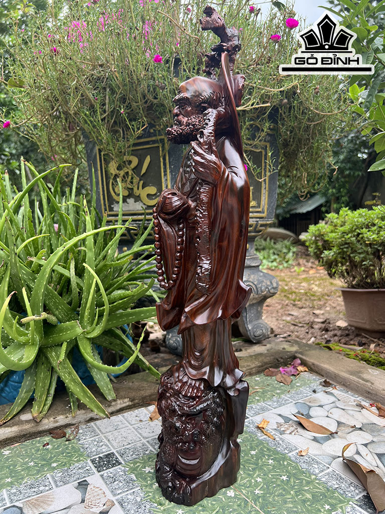 Tượng Đạt Ma Sư Tổ Gỗ Trắc Cao 62 Ngang 22 Sâu 12 (cm)