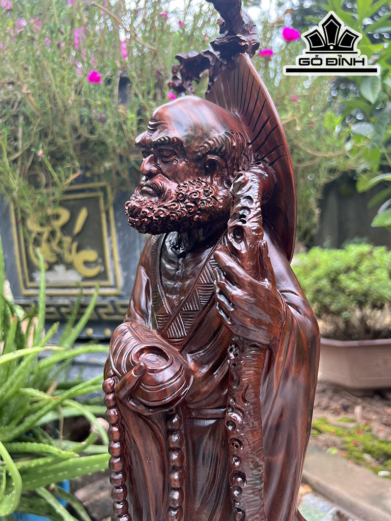 Tượng Đạt Ma Sư Tổ Gỗ Trắc Cao 62 Ngang 22 Sâu 12 (cm)