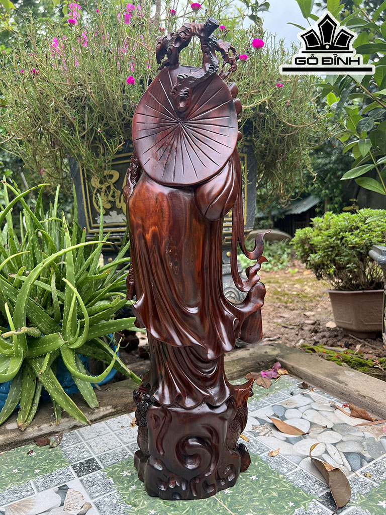 Tượng Đạt Ma Sư Tổ Gỗ Trắc Cao 62 Ngang 22 Sâu 12 (cm)