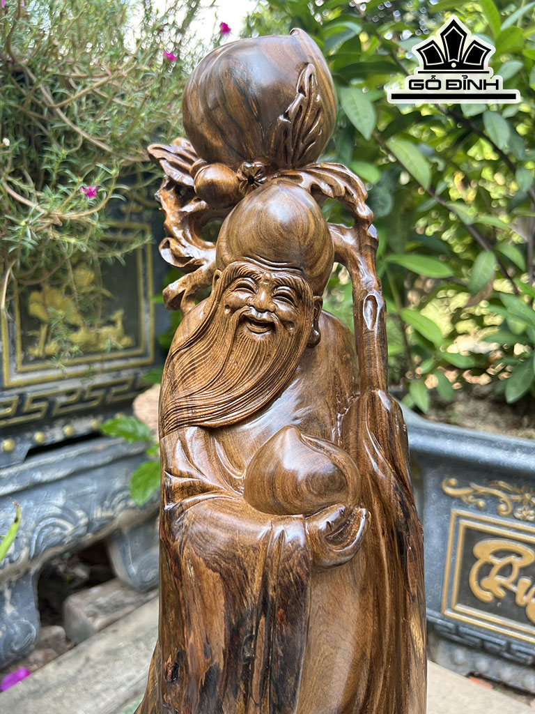 Tượng Ông Thọ Gỗ Bách Xanh Cao 51 Ngang 27 Sâu 13 (cm)