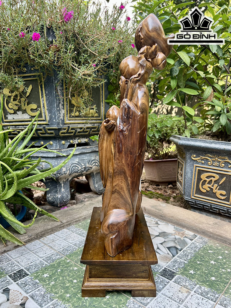 Tượng Ông Thọ Gỗ Bách Xanh Cao 51 Ngang 27 Sâu 13 (cm)