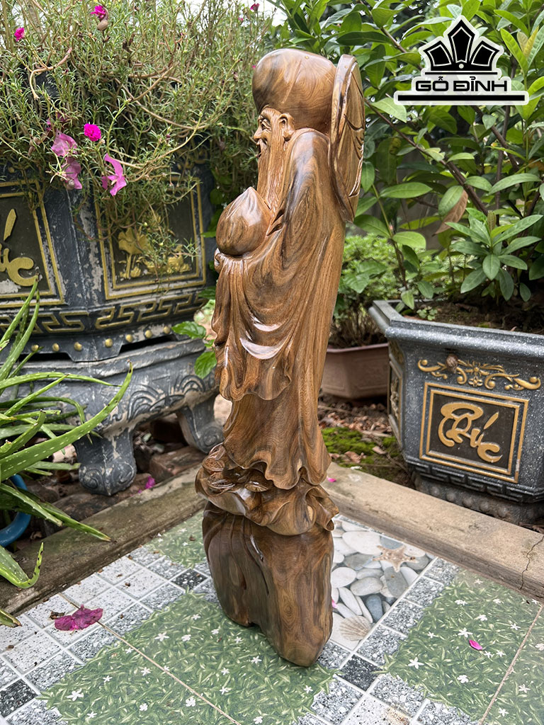 Tượng Ông Thọ Gỗ Bách Xanh Cao 59 Ngang 23 Sâu 14 (cm)