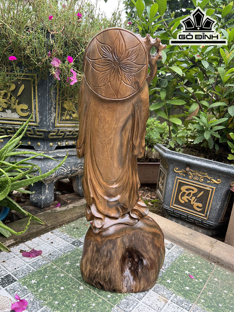 Tượng Ông Thọ Gỗ Bách Xanh Cao 59 Ngang 23 Sâu 14 (cm)