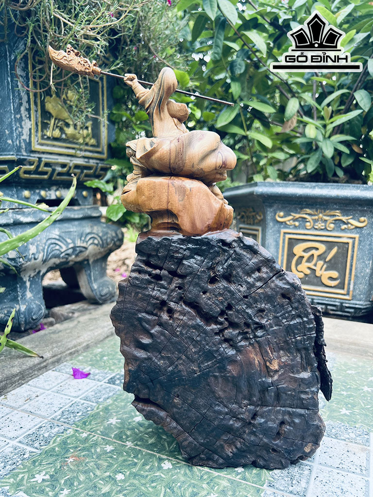 Tượng Quan Công Gỗ Bách Xanh Cao 38 Ngang 20 Sâu 10 (cm)