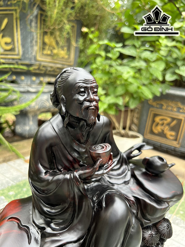 Tượng Thần Trà Gỗ Trắc Cao 29 Ngang 28 Sâu 20 (cm)