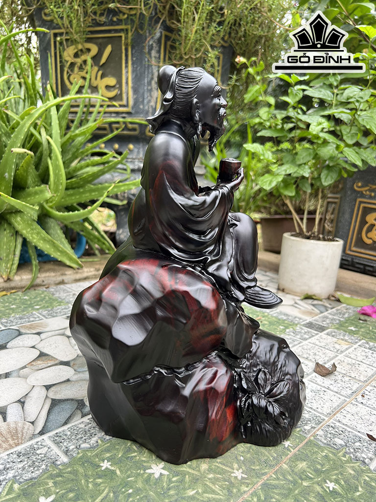 Tượng Thần Trà Gỗ Trắc Cao 29 Ngang 28 Sâu 20 (cm)