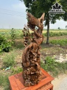 Tượng Chim Phượng Hoàng Gỗ Bách Xanh Cao 91 Ngang 32 Sâu 18 (cm)