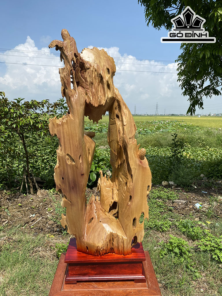 Tượng Đạt Ma Sư Tổ Gỗ Dổi Cao 133 Ngang 55 Sâu 30 (cm)