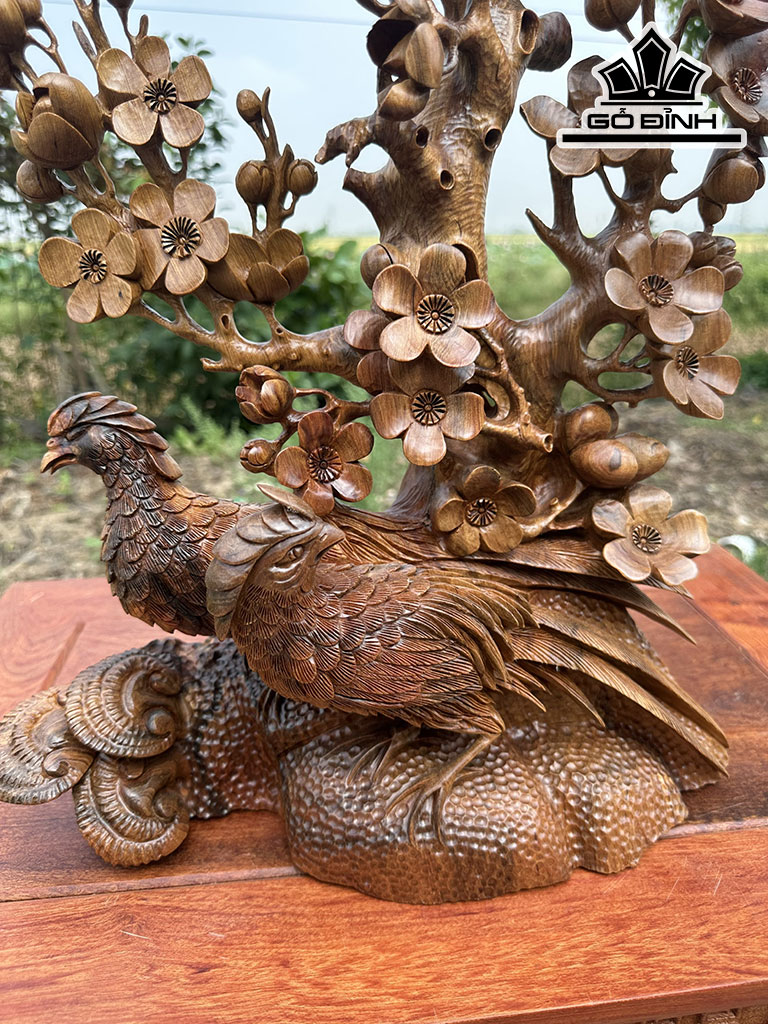 Tượng Mai Trĩ Gỗ Bách Xanh Cao 56 Ngang 37 Sâu 15 (cm)