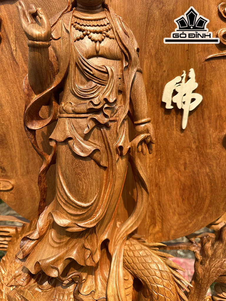 Tượng Phật Quan Thế Âm Bồ Tát Gỗ Hương Cao 103 Ngang 72 Sâu 32 (cm)