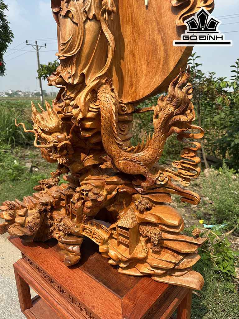 Tượng Phật Quan Thế Âm Bồ Tát Gỗ Hương Cao 103 Ngang 72 Sâu 32 (cm)