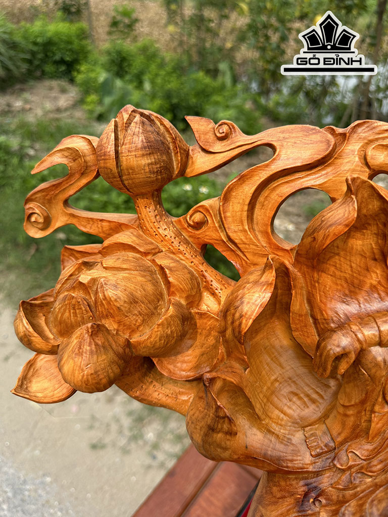 Tượng Phật Quan Thế Âm Bồ Tát Gỗ Sụn Hương Cao 54 Ngang 48 Sâu 25 (cm)