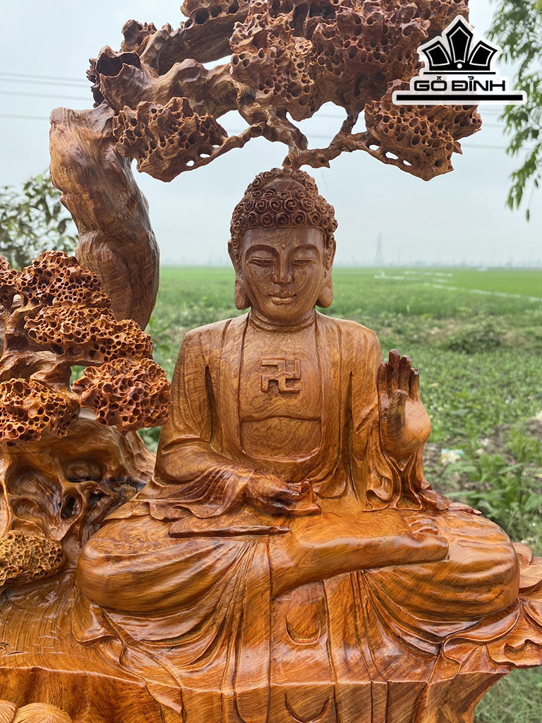 Tượng Phật Tổ Tọa Thiền Gỗ Hương Cao 80 Ngang 42 Sâu 30 (cm)