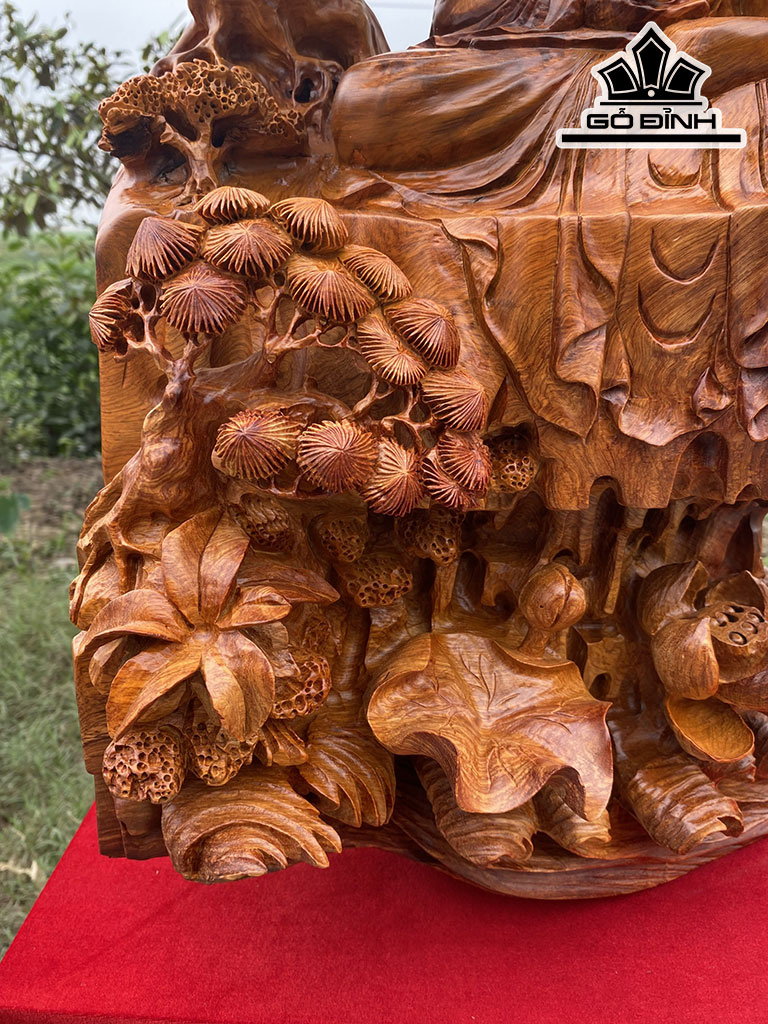 Tượng Phật Tổ Tọa Thiền Gỗ Hương Cao 80 Ngang 42 Sâu 30 (cm)