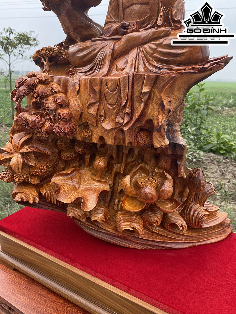 Tượng Phật Tổ Tọa Thiền Gỗ Hương Cao 80 Ngang 42 Sâu 30 (cm)