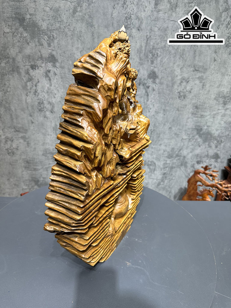 Tượng Thần Trà Gỗ Dổi Cao 61 Ngang 42 Sâu 9 (cm)