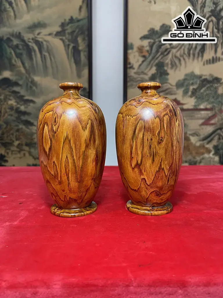 Cặp Bình Phú Quý Gỗ Sưa Cao 16 Đường Kính 9 (cm)