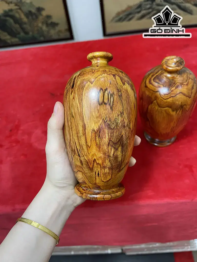 Cặp Bình Phú Quý Gỗ Sưa Cao 16 Đường Kính 9 (cm)