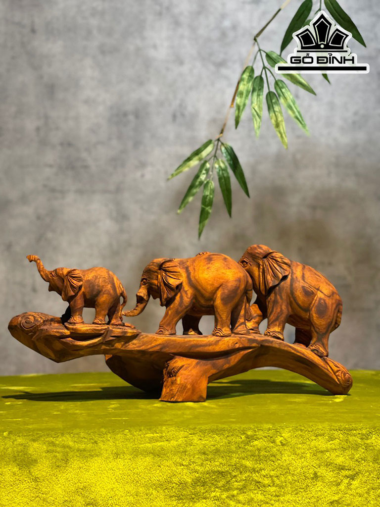 Cầu Voi Như Ý Gỗ Sưa Cao 19 Ngang 46 Sâu 21 (cm)