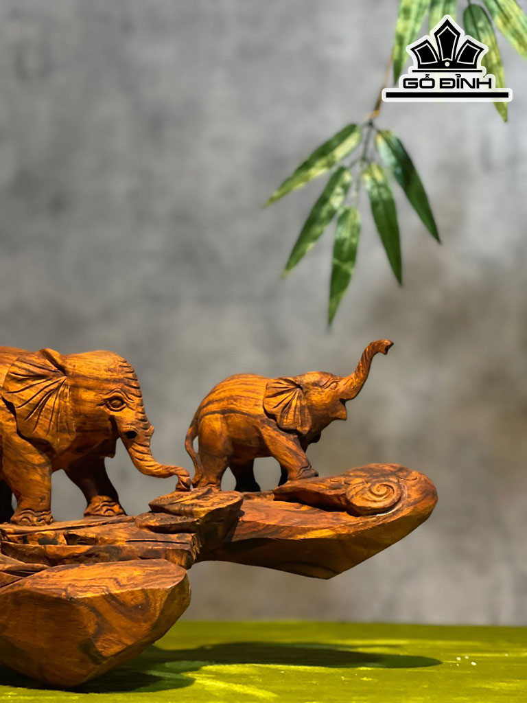 Cầu Voi Như Ý Gỗ Sưa Cao 19 Ngang 46 Sâu 21 (cm)