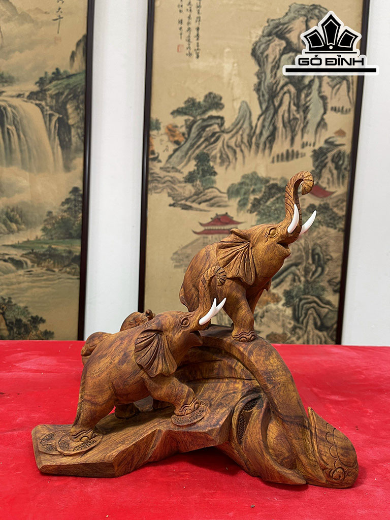 Cầu Voi Như Ý Gỗ Sưa Cao 27 Ngang 40 Sâu 25 (cm)