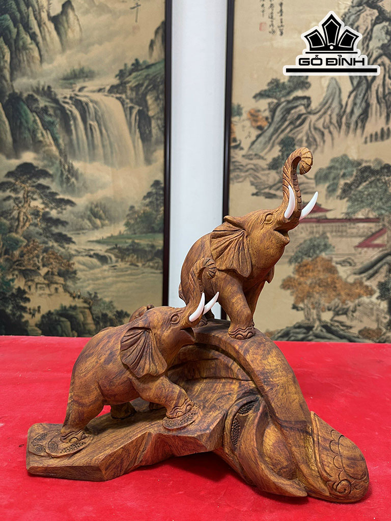 Cầu Voi Như Ý Gỗ Sưa Cao 27 Ngang 40 Sâu 25 (cm)