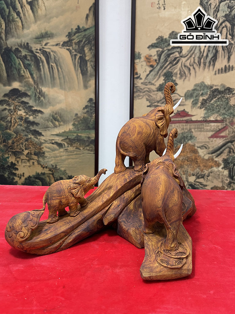 Cầu Voi Như Ý Gỗ Sưa Cao 27 Ngang 40 Sâu 25 (cm)