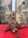 Tượng Phật Bà Quan Âm Gỗ Sưa Cao 30 Ngang 41 Sâu 38 (cm)