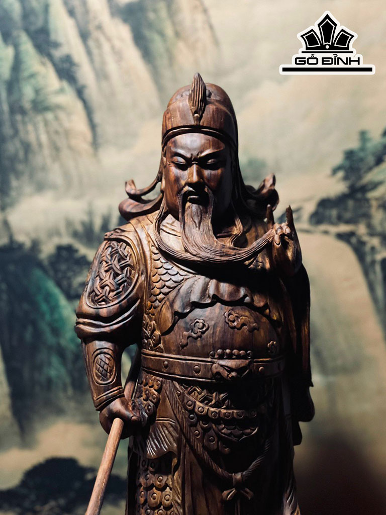 Tượng Quan Công Gỗ Sưa Cao 58 Ngang 42 Sâu 30 (cm)