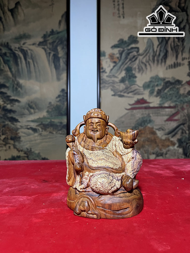 Tượng Thần Tài Gỗ Sưa Cao 13 Ngang 10,5 Sâu 10 (cm)
