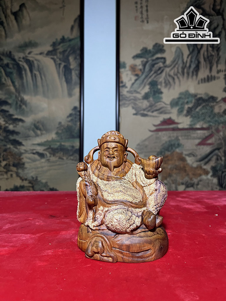 Tượng Thần Tài Gỗ Sưa Cao 13 Ngang 10,5 Sâu 10 (cm)