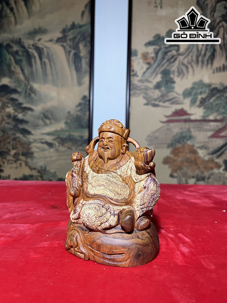 Tượng Thần Tài Gỗ Sưa Cao 13 Ngang 10,5 Sâu 10 (cm)