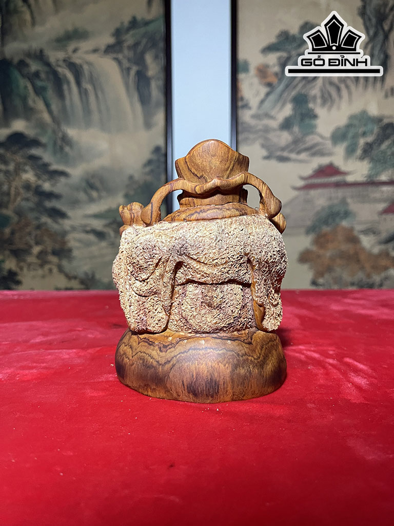 Tượng Thần Tài Gỗ Sưa Cao 13 Ngang 10,5 Sâu 10 (cm)