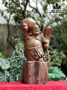 Tượng Phật Di Lặc Gỗ Bách Xanh Cao 55 Ngang 25 Sâu 22 (cm)