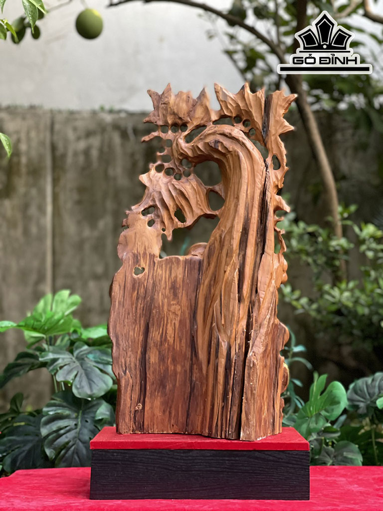 Tượng Phật Di Lặc Gỗ Ngọc Am Cao 63 Ngang 30 Sâu 21 (cm)