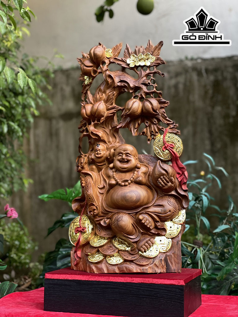 Tượng Phật Di Lặc Gỗ Ngọc Am Cao 63 Ngang 30 Sâu 21 (cm)