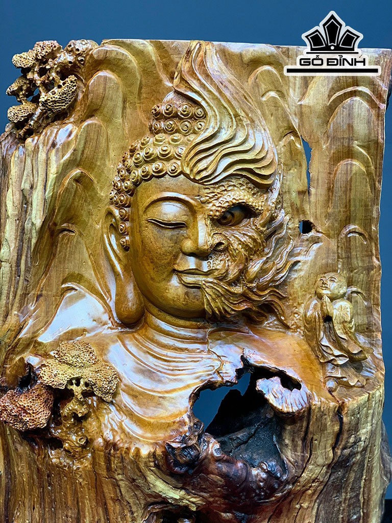 Tác Phẩm Thiện Ác Gỗ Hương Cao 73 Ngang 60 Sâu 28 (cm)