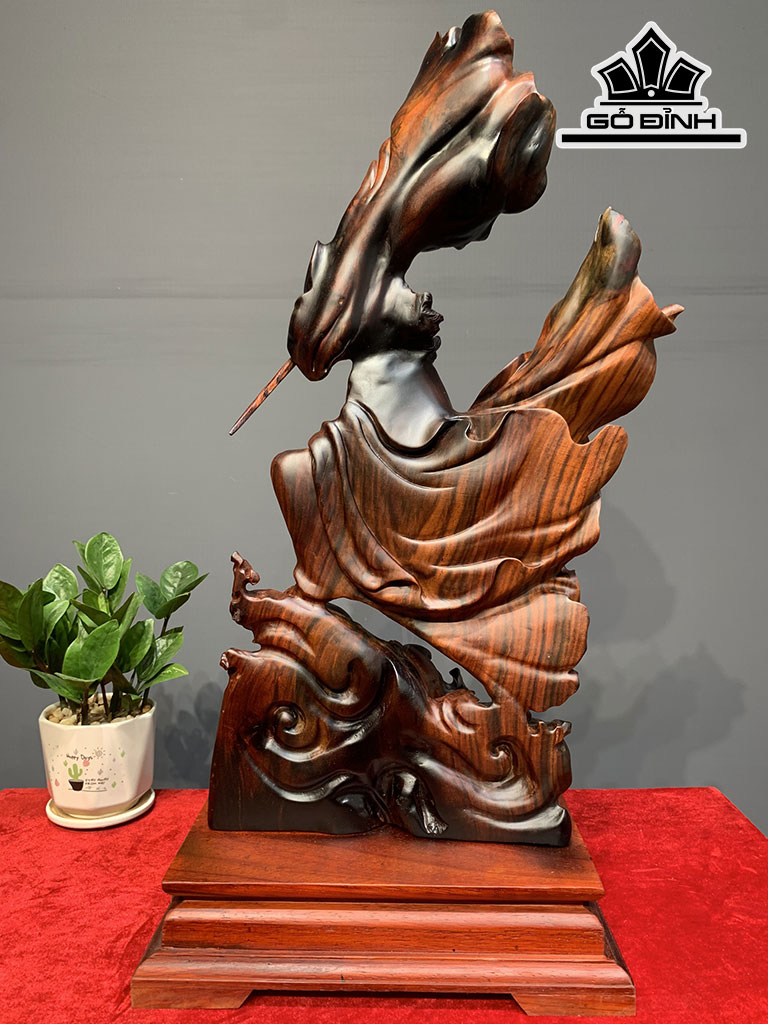 Tượng Đạt Ma Múa Võ Gỗ Trắc Cao 65 Ngang 30 Sâu 20 (cm)