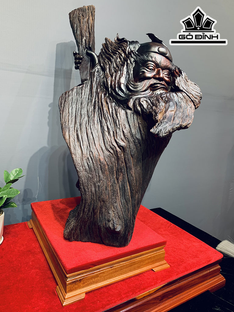 Tượng Đường Chung Qùy Gỗ Trắc Cao 70 Ngang 36 Sâu 50 (cm)