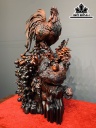 Tượng Gia Đình Gà Gỗ Trắc Cao 69 Ngang 37 Sâu 17 (cm)