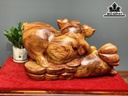 Tượng Heo Gỗ Hương Cao 35 Ngang 55 Sâu 30 (cm)