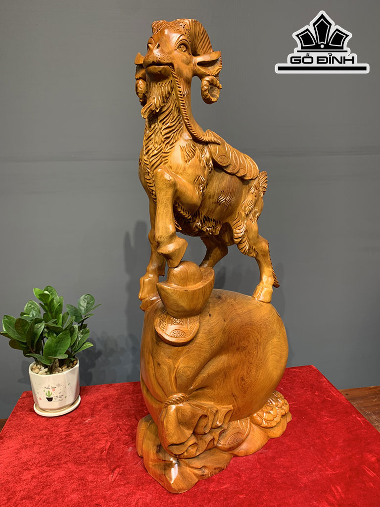 Tượng Nhất Dương Gỗ Hương Cao 73 Ngang 33 Sâu 18 (cm)