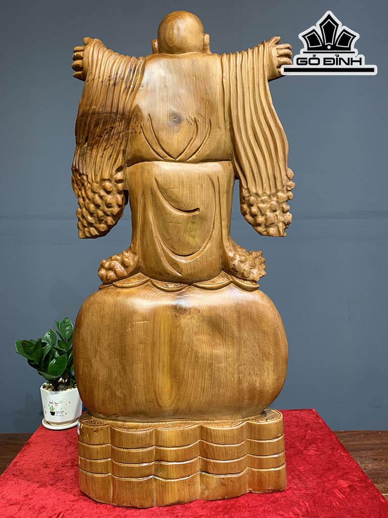 Tượng Phật Di Lặc Nghênh Hỷ Gỗ Ngọc Am Cao 86 Ngang 40 Sâu 18 (cm)