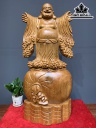 Tượng Phật Di Lặc Nghênh Hỷ Gỗ Ngọc Am Cao 86 Ngang 40 Sâu 18 (cm)