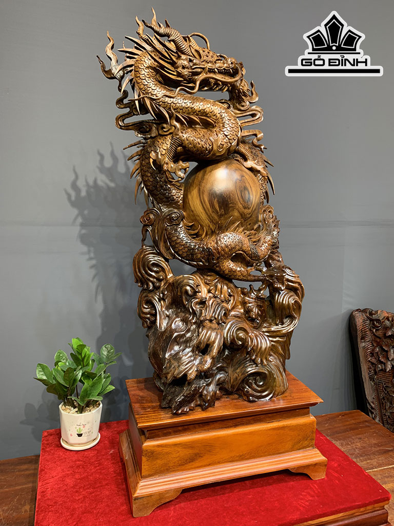 Tượng Rồng ( Nhất Long) Gỗ Bách Xanh Cao 105 Ngang 45 Sâu 24 (cm)