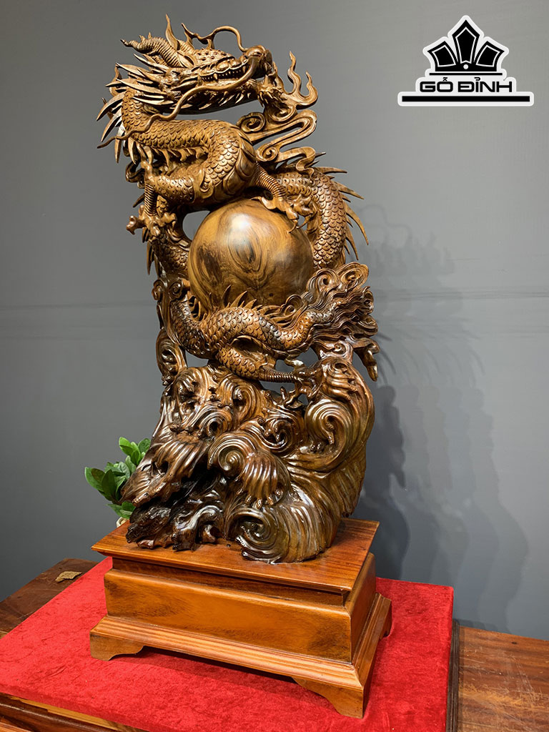 Tượng Rồng ( Nhất Long) Gỗ Bách Xanh Cao 105 Ngang 45 Sâu 24 (cm)