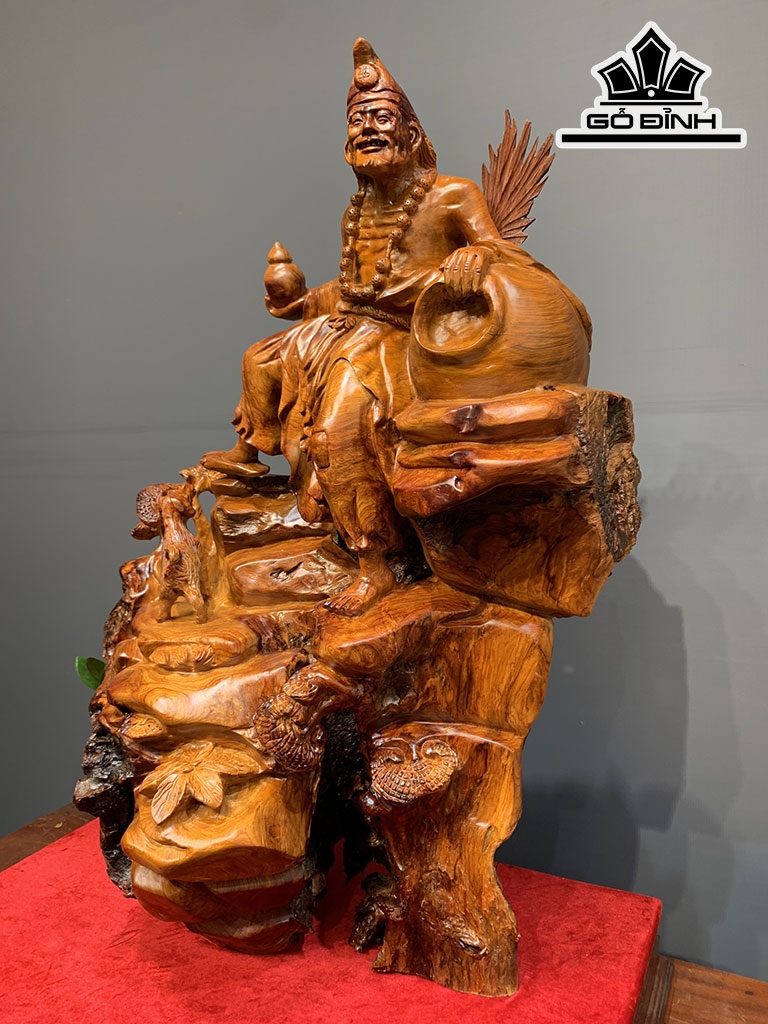 Tượng Tế Công Gỗ Hương Cao 86 Ngang 55 Sâu 35 (cm)