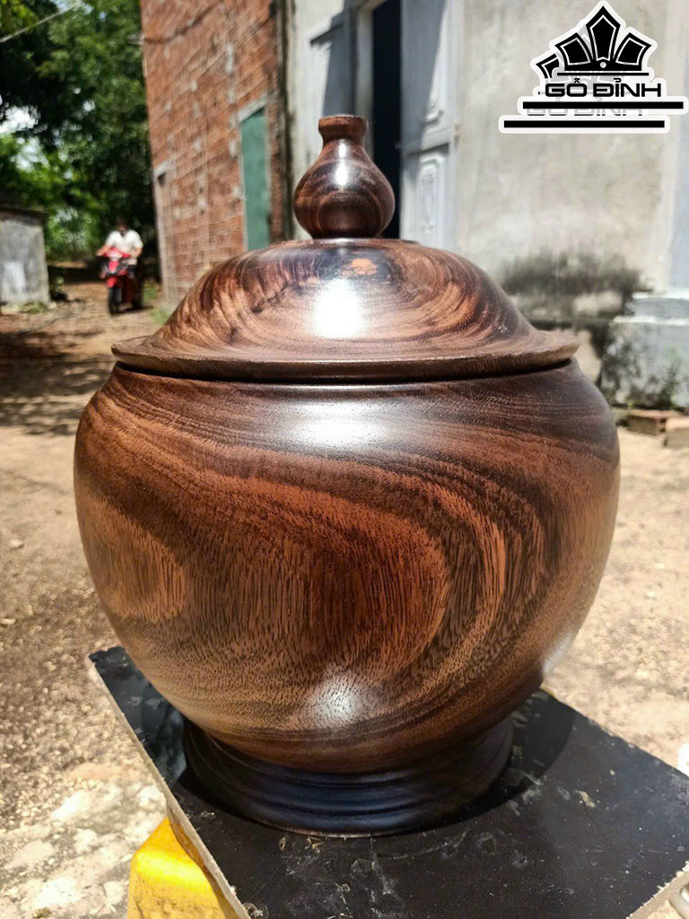 Bình Ủ Trà Gỗ Lim Cao 36 Đường Kính 32 (cm)