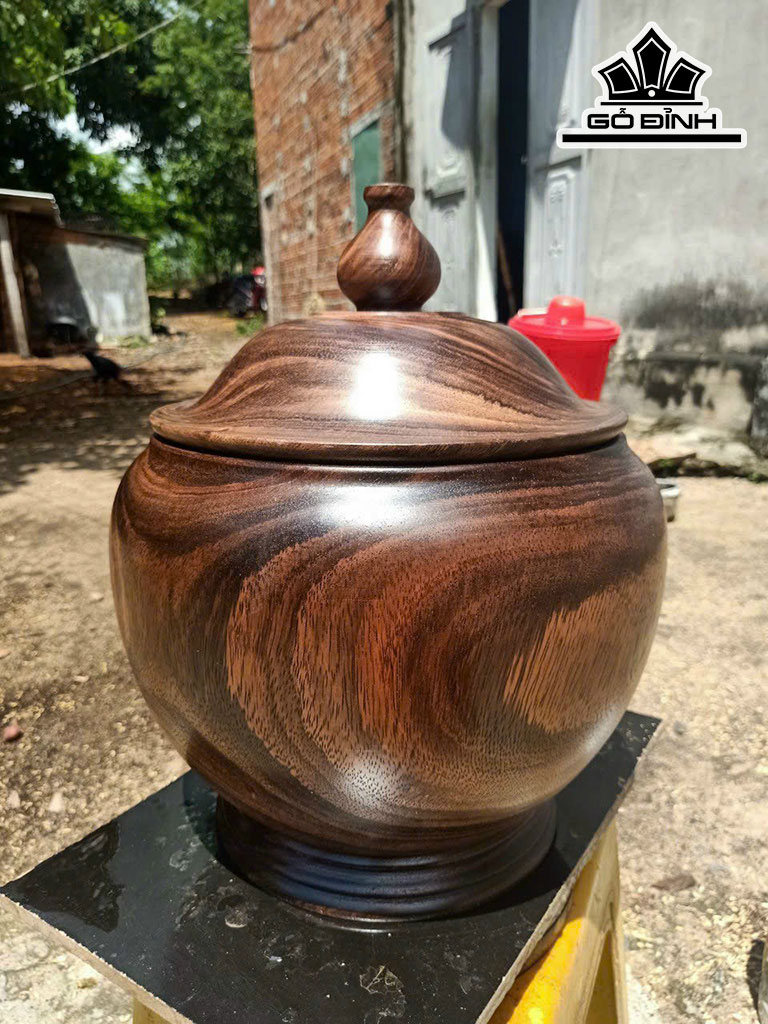 Bình Ủ Trà Gỗ Lim Cao 36 Đường Kính 32 (cm)