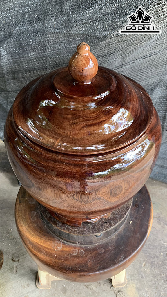 Bình Ủ Trà Gỗ Lim Cao 37 Đường Kính 30 (cm)